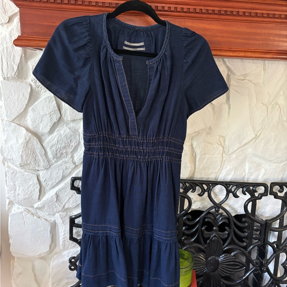 Anthropologie Dark Blue Denim Dress
